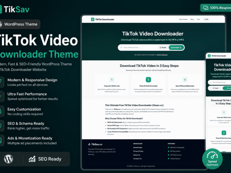 Tiktok-Downloader-Wordpress-Themes Download